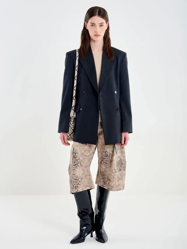 Vicolo Blazer Doppiopetto con Dettaglio Retro Nero S
