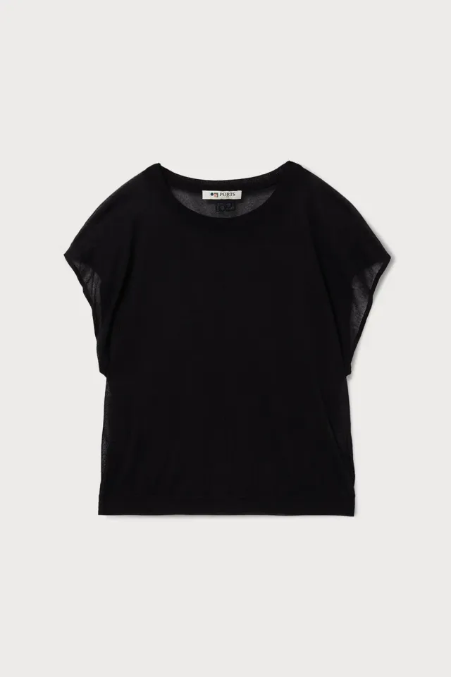 PORTS Knit Batwing maglia nera manica a pipistrello