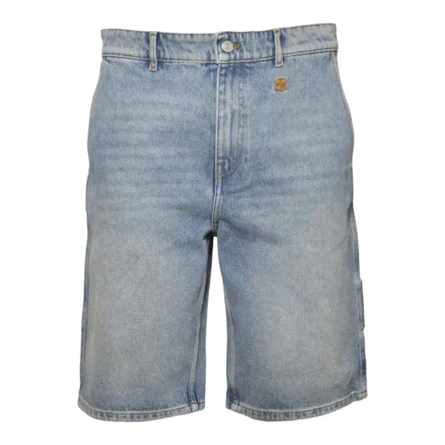 Courreges short hammer bermuda denim blu 100% cotone