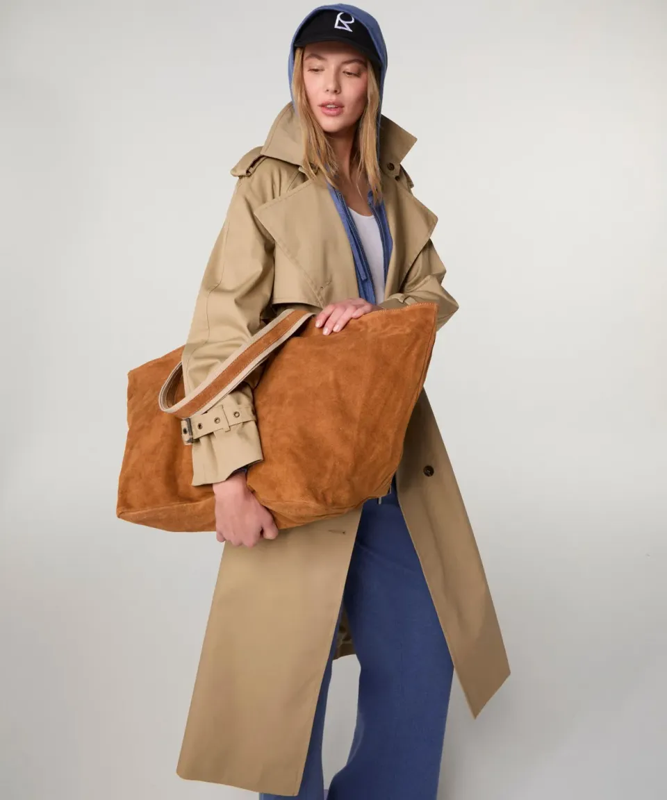 Rodier Trench Oversize Misto Cotone Beige Donna
