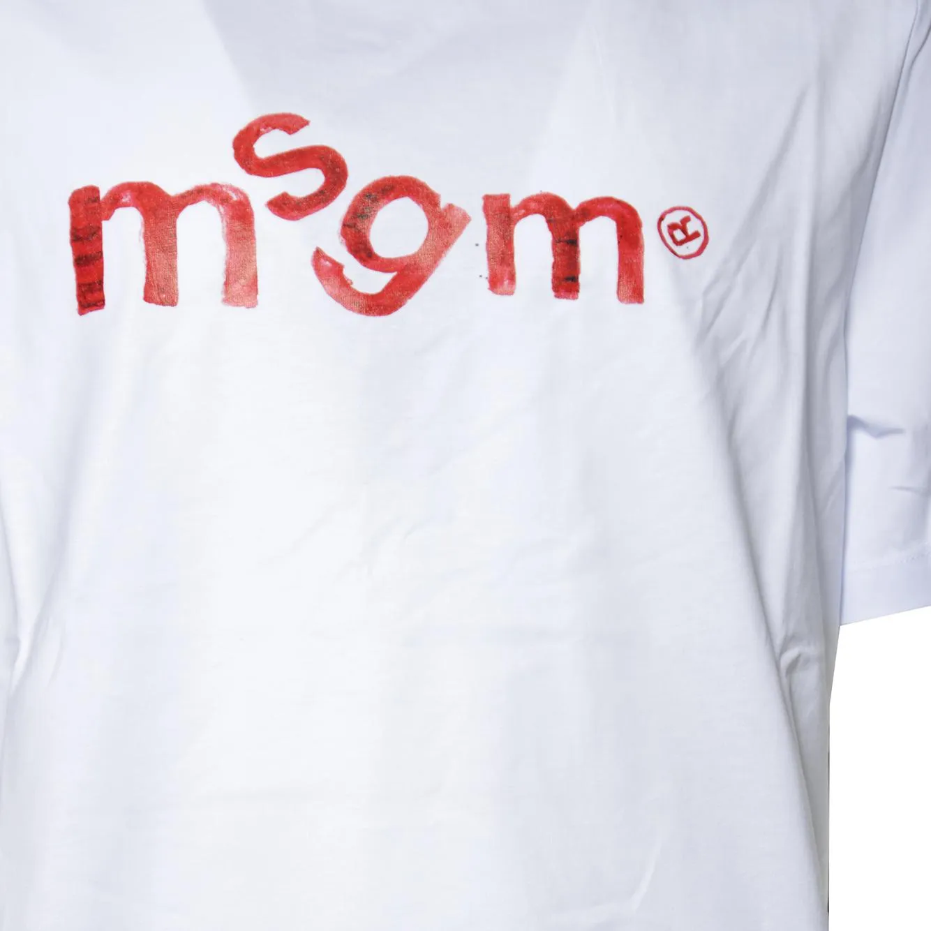 MSGM 4040MM117D267002 t-shirt bianco rosso cotone