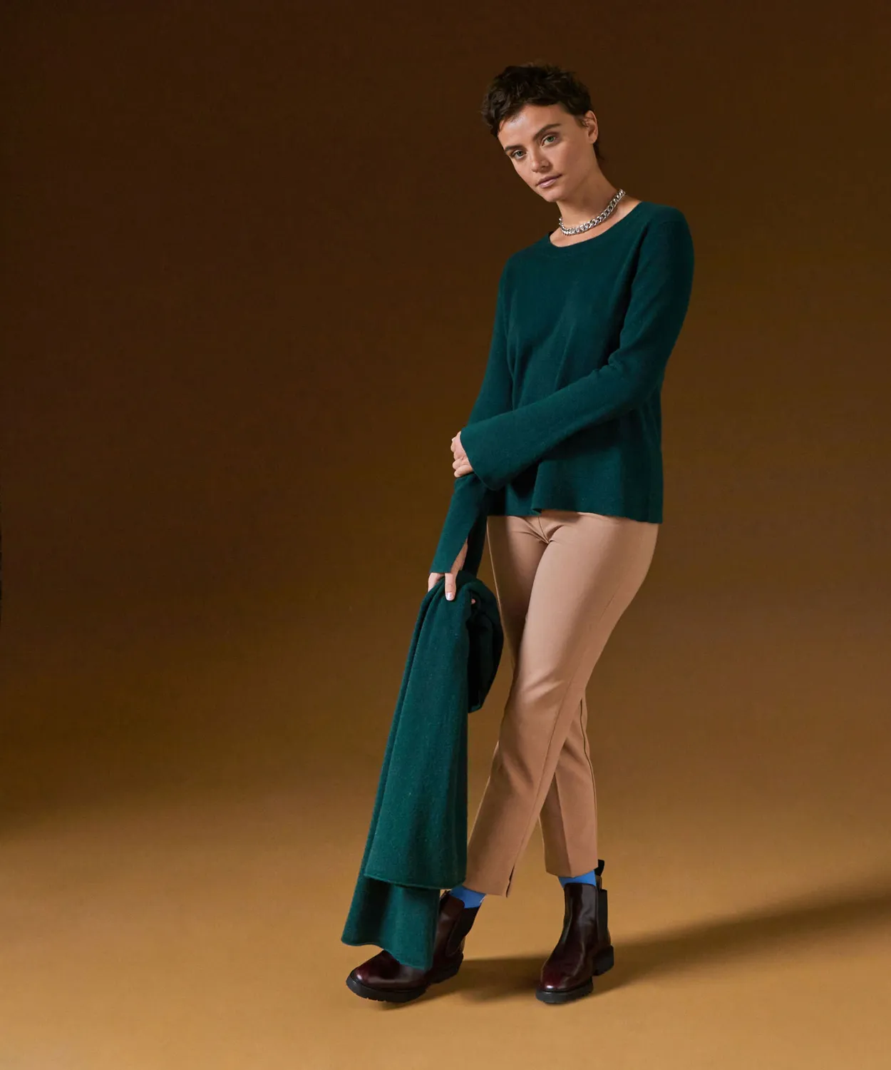 Rodier maglione girocollo cashmere verde anatra