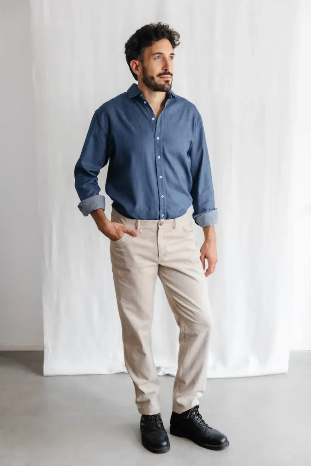 Jyoti Fair Works Prakrit pantaloni velluto beige cotone