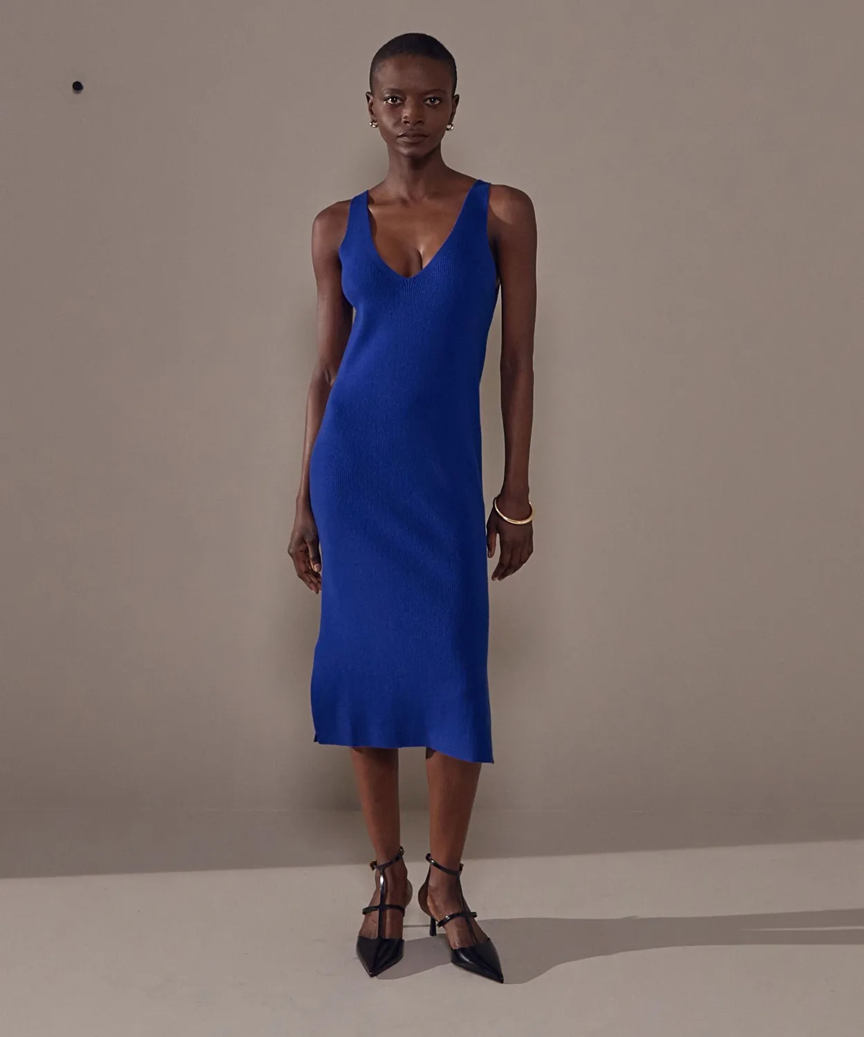 Rodier abito maglia midi senza maniche blu oltremare