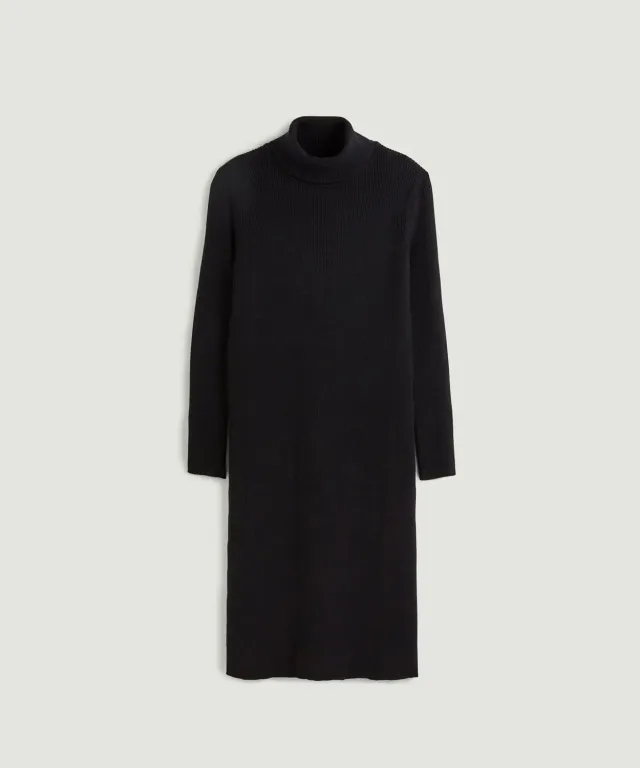 Rodier abito maglia collo alto midi donna nero