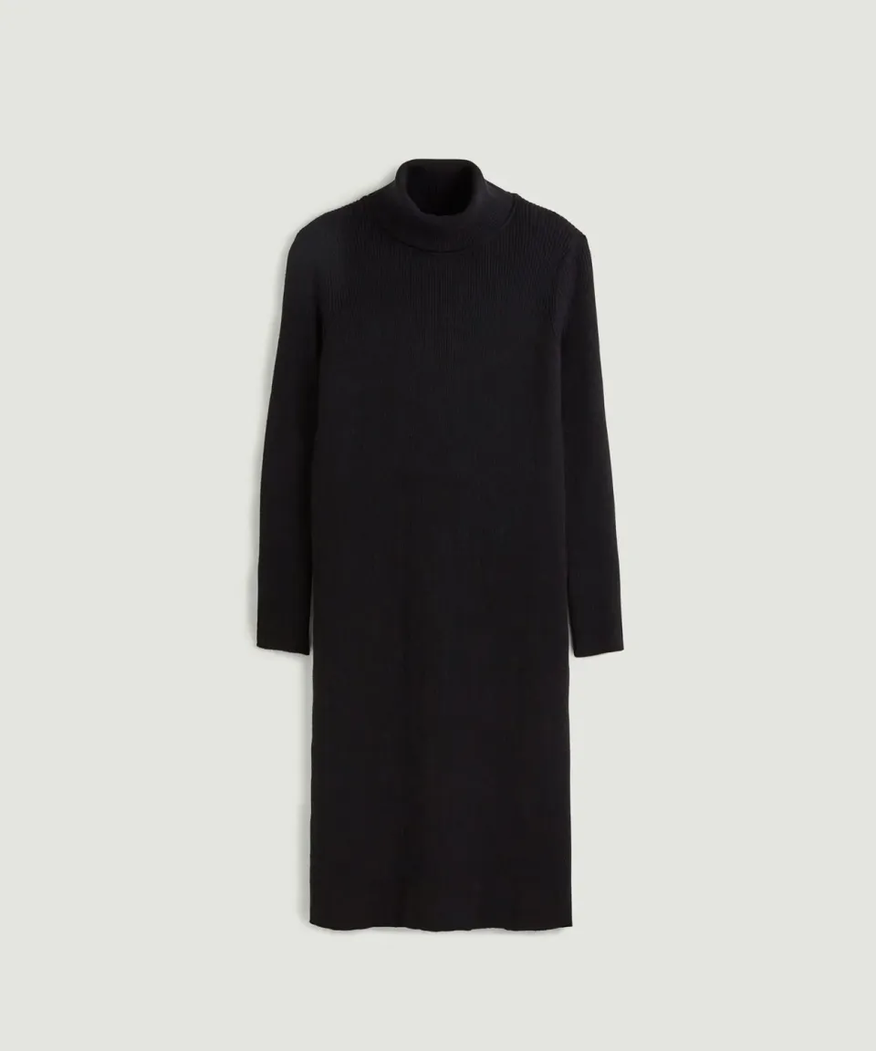 Rodier abito maglia collo alto midi donna nero