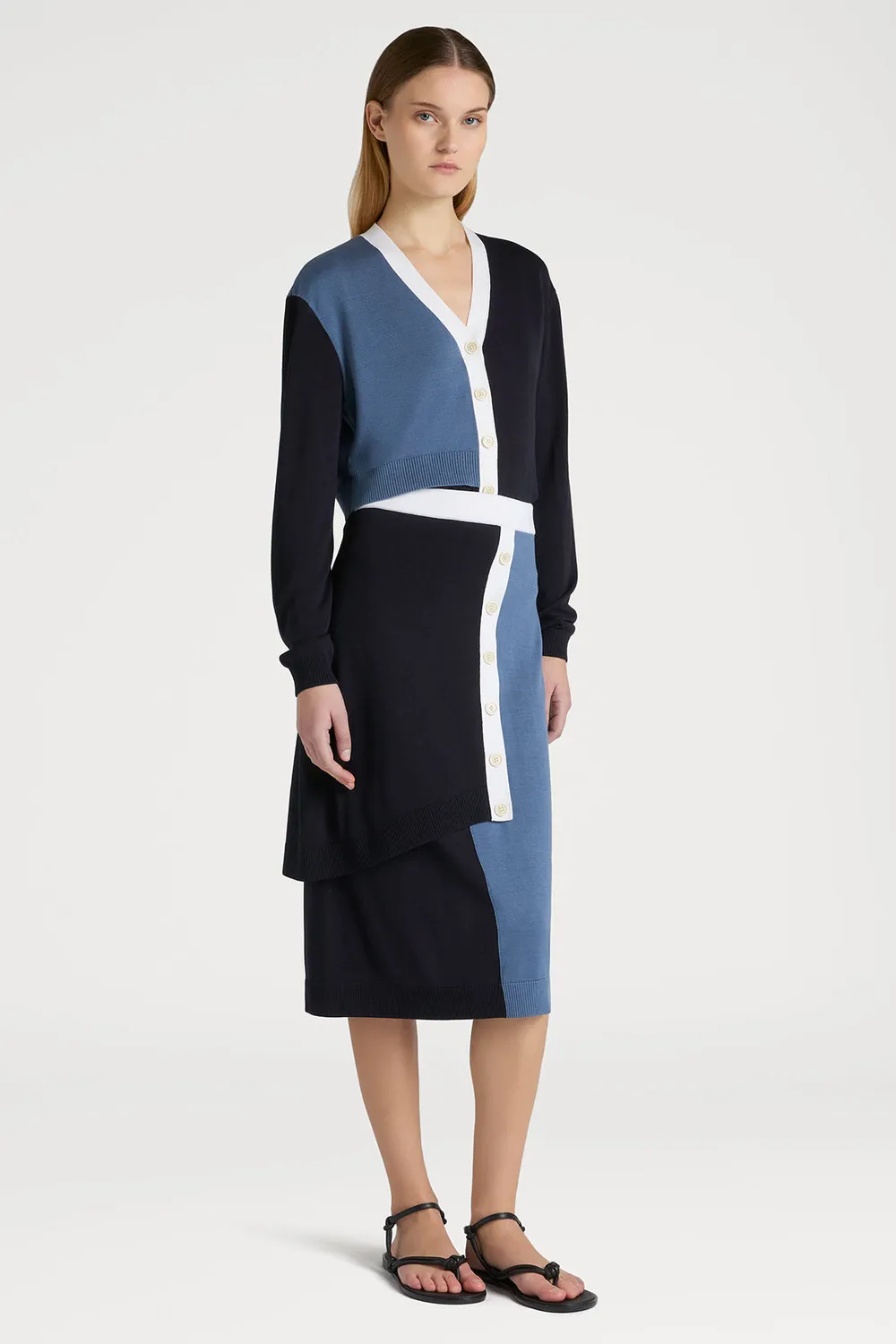 PORTS Buttoned Elegance Skirt gonna blu bottoni