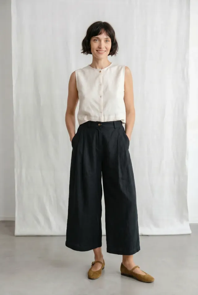 Jyoti Fair Works Awasi Black culotte canapa tencel