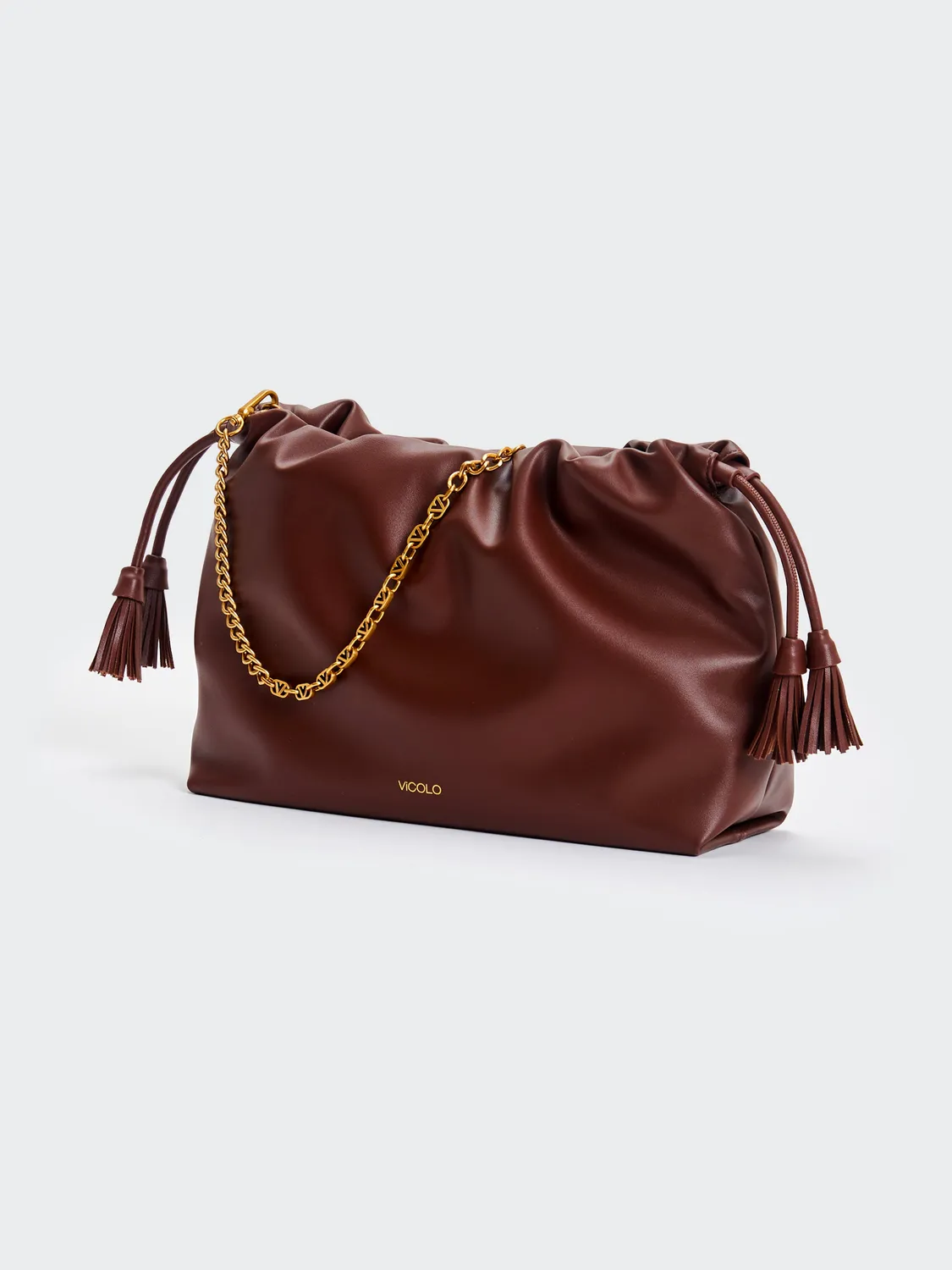 Vicolo Borsa Tassel Medium spalla moka catena nappine
