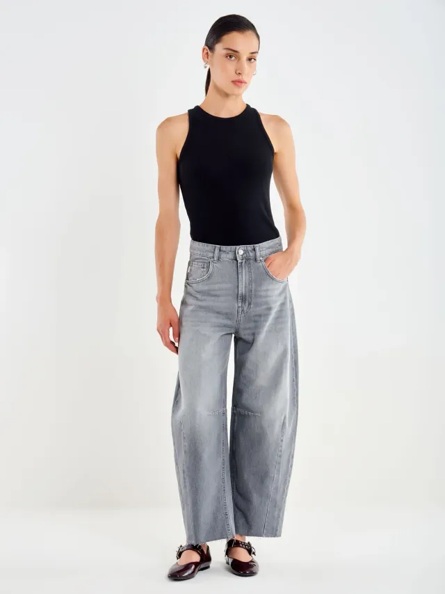 Vicolo Denim Barrel Grigio jeans barrel vita media