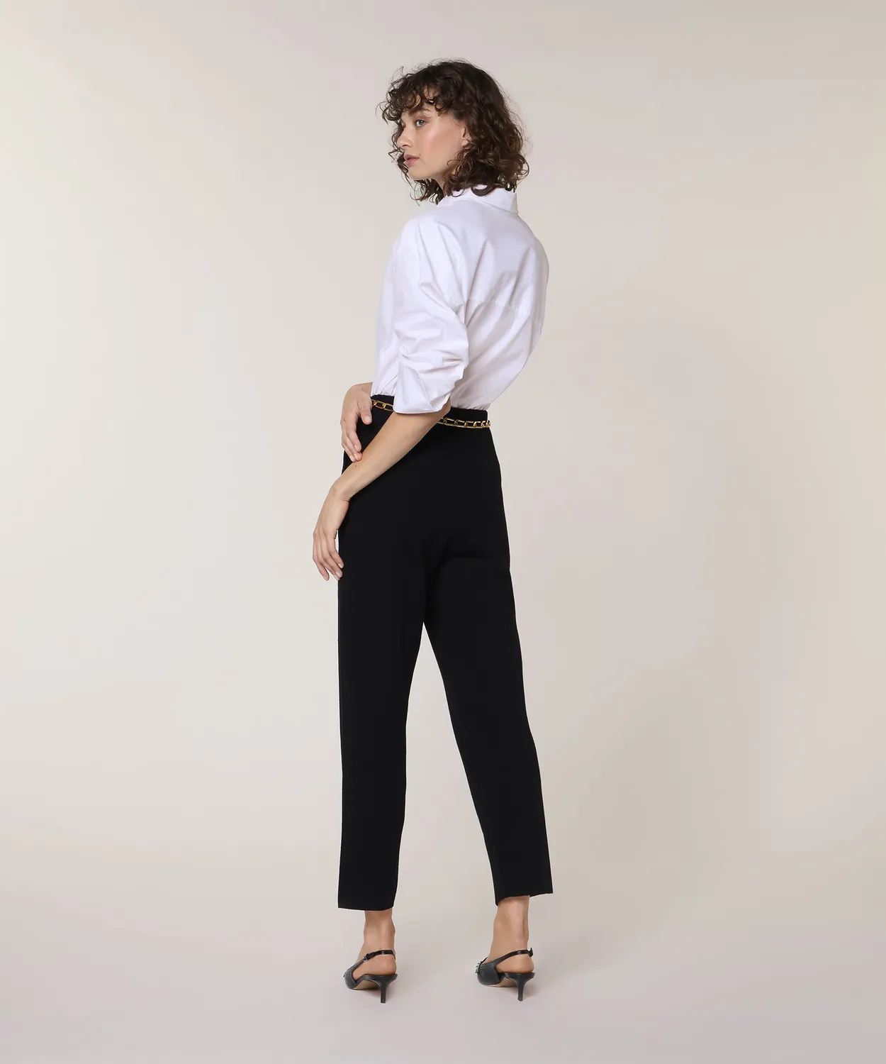 Rodier pantaloni sigaretta maglia Milano nero spacchi