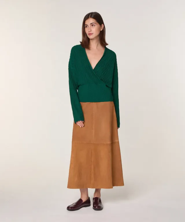 Rodier Maglia avvolgente lana merino verde inglese