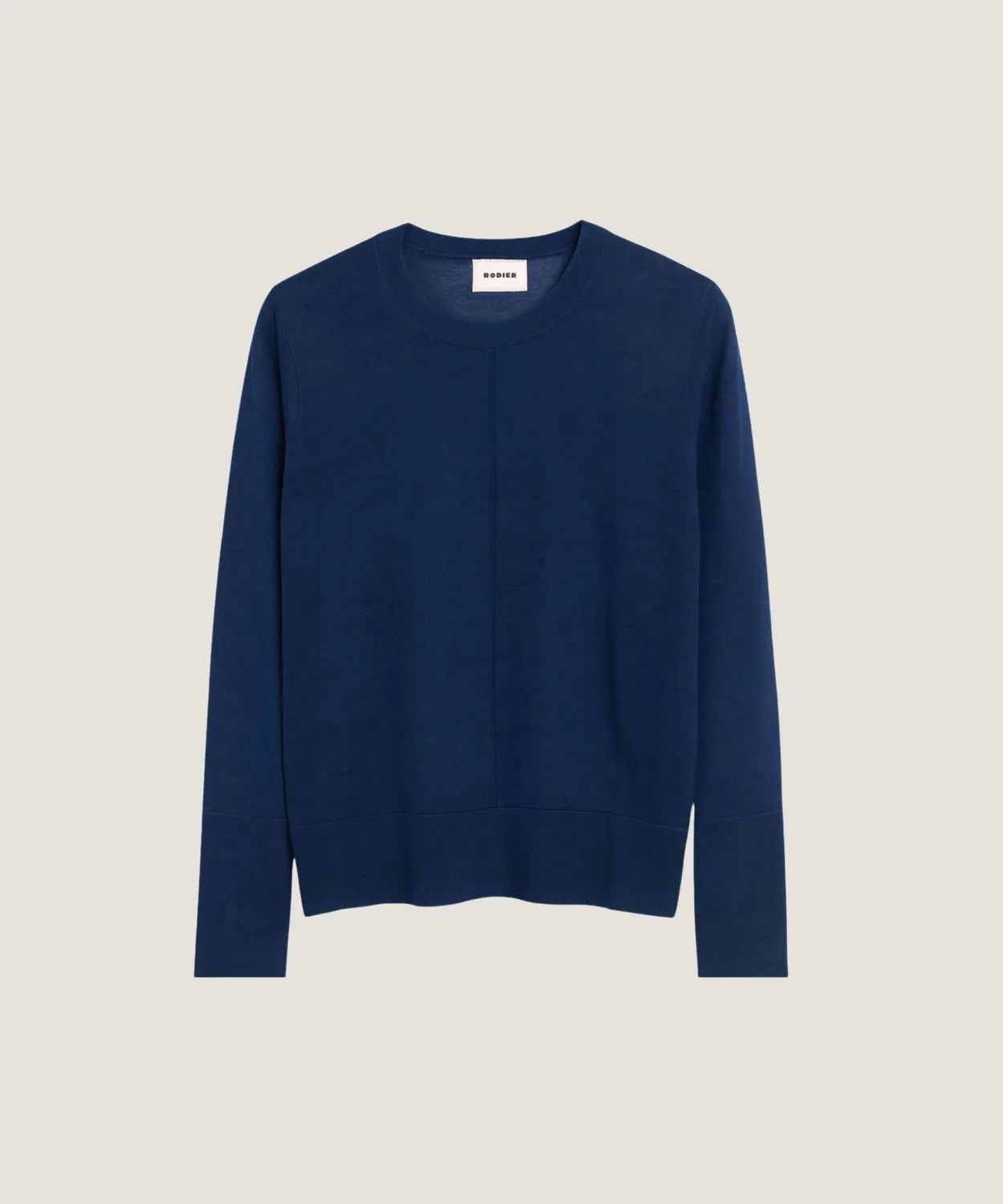 Rodier Maglione Girocollo Lana Merino Blu Petrolio
