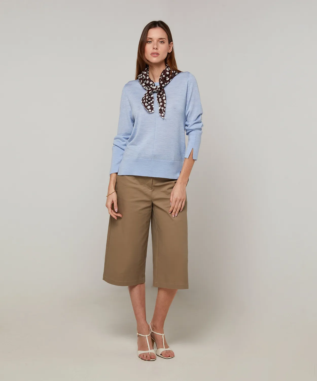 Rodier Maglia Girocollo Lana Merino Celeste