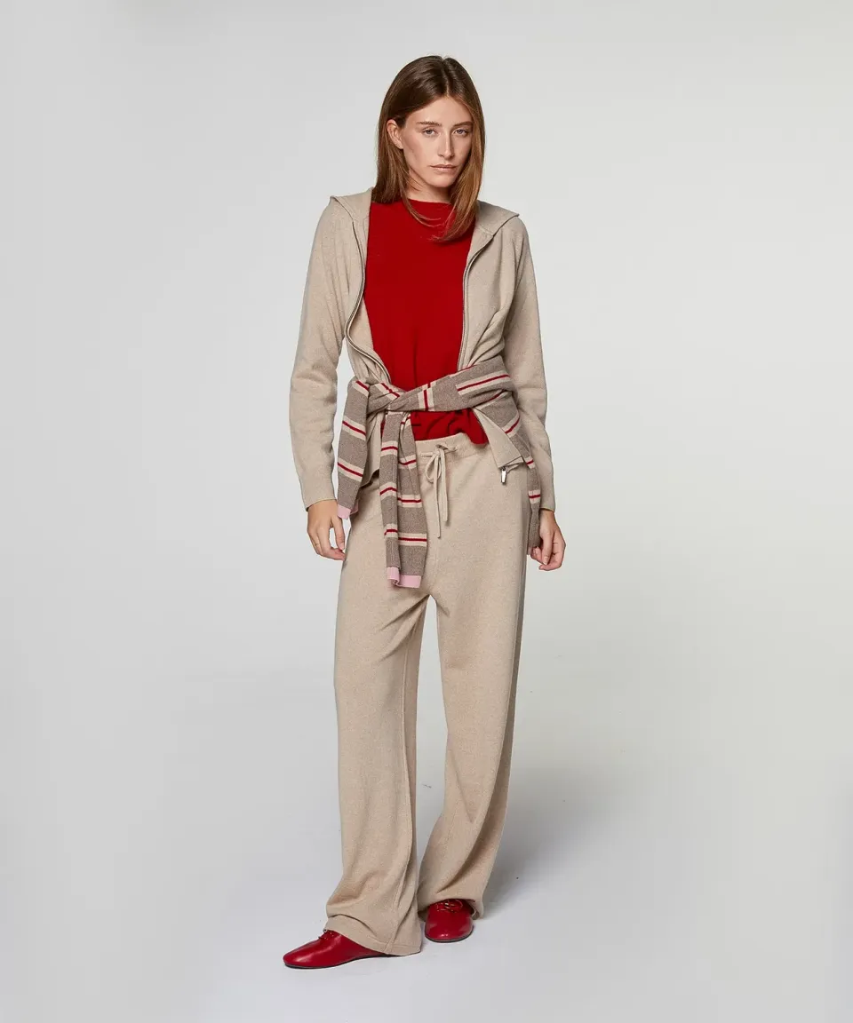 Rodier Pantaloni larghi cashmere beige