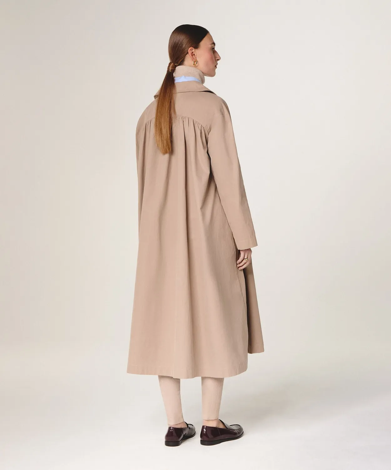 Rodier trench beige ampio lungo con cintura