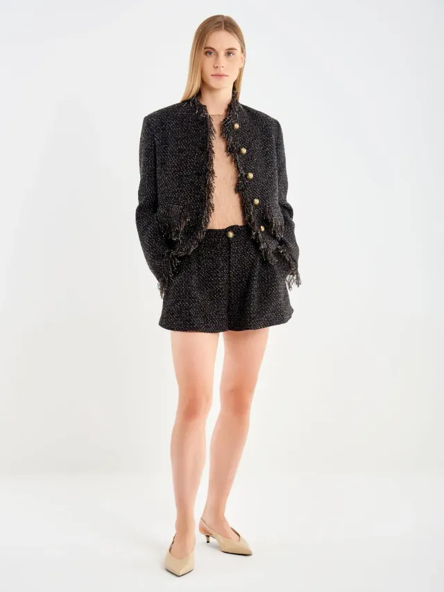 Vicolo Shorts in Stuoia Lurex Nero S