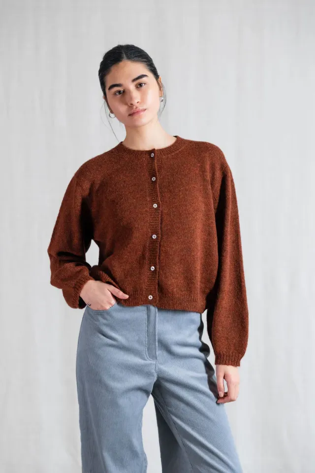 Jyoti Fair Works Sullana cardigan marrone baby alpaca