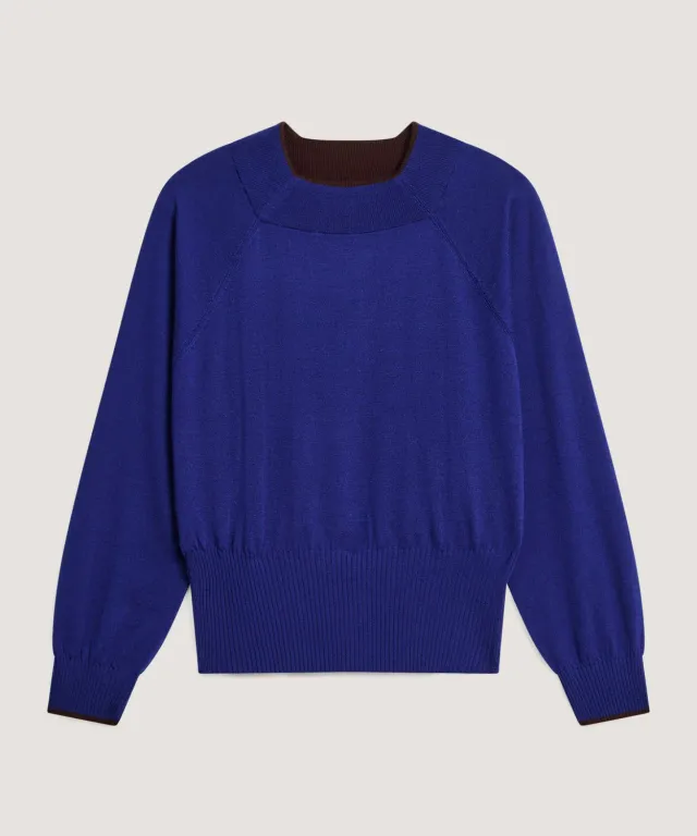 Rodier maglione girocollo merino blu oceano
