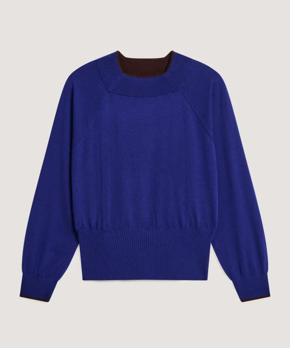 Rodier maglione girocollo merino blu oceano