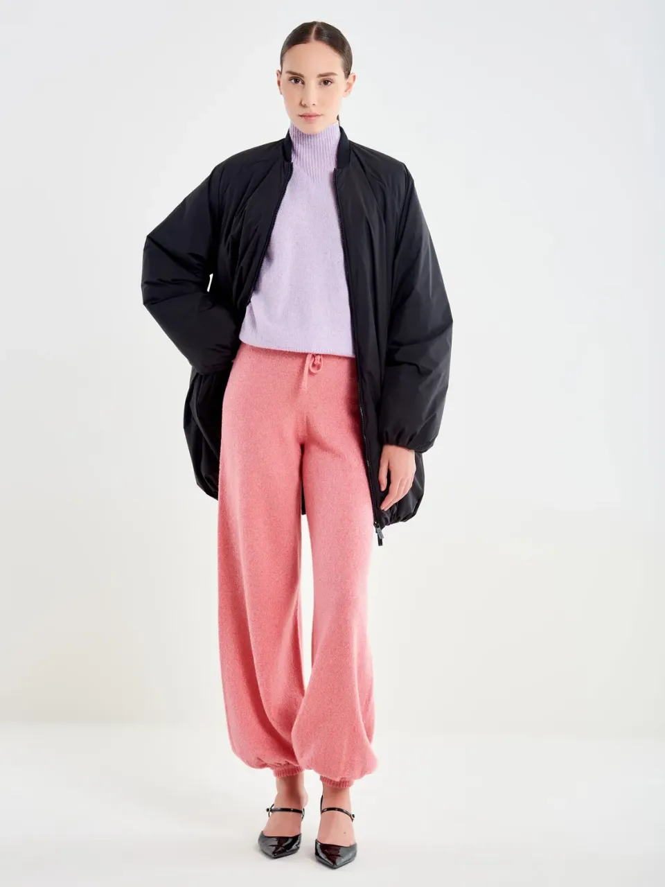 Vicolo Pantaloni Lana pantaloni rosa taglia unica gamba ampia