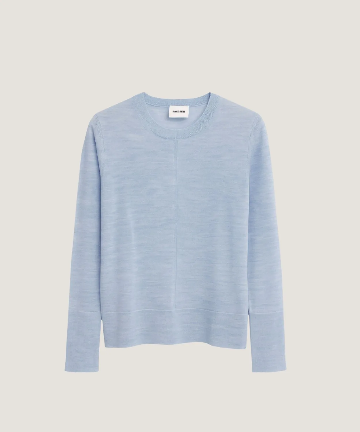 Rodier Maglia Girocollo Lana Merino Celeste