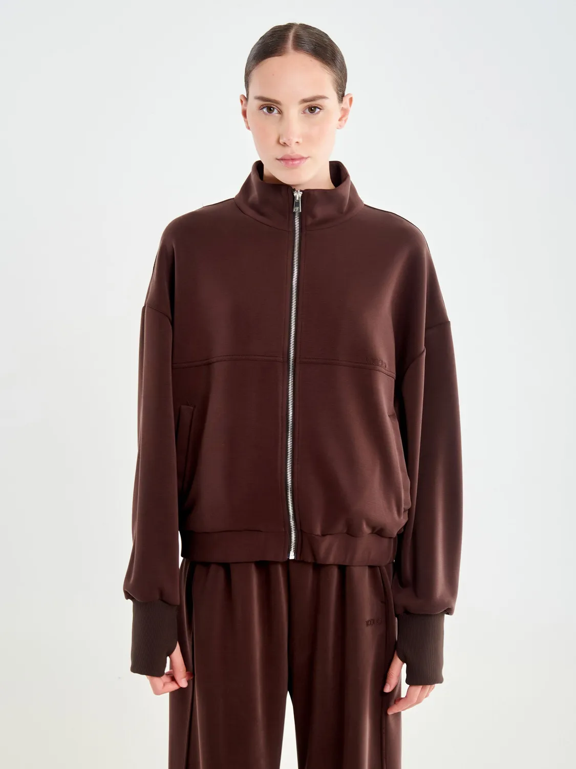 Vicolo Felpa con Ricamo collo alto zip fondente S-L