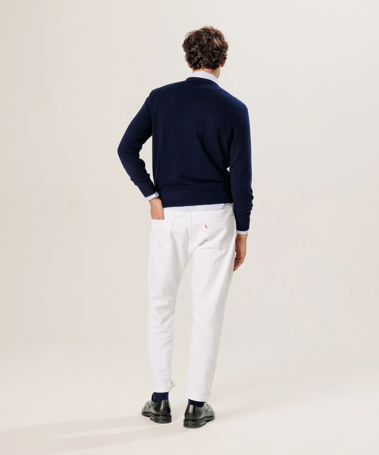 Rodier Maglione Cashmere Uomo Blu Notte Scollo V