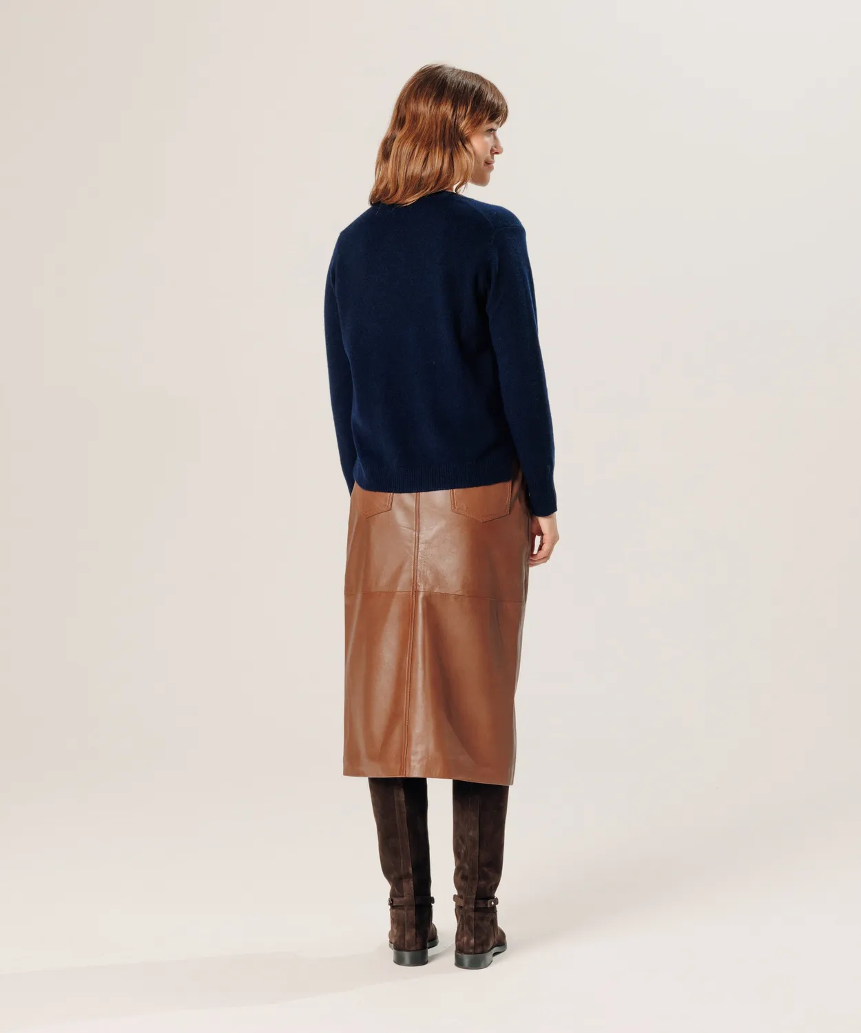 Rodier Maglia cashmere collo tunisino blu notte 2 fili