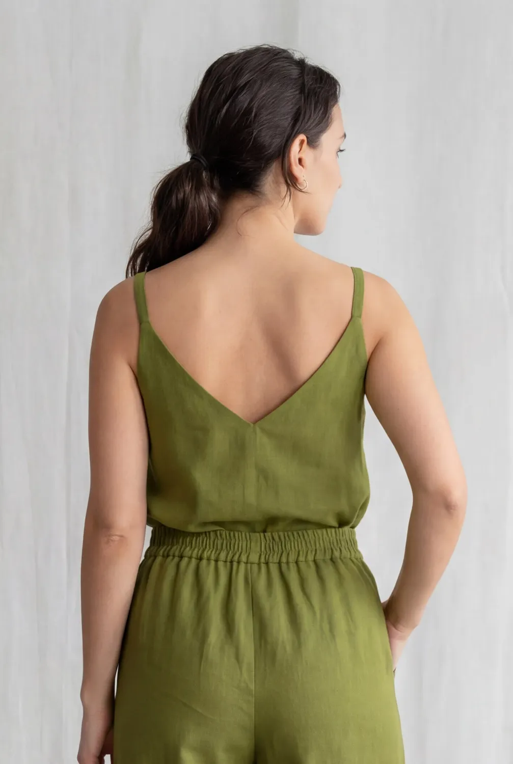 Jyoti Fair Works Iyani top crop verde basilico cotone