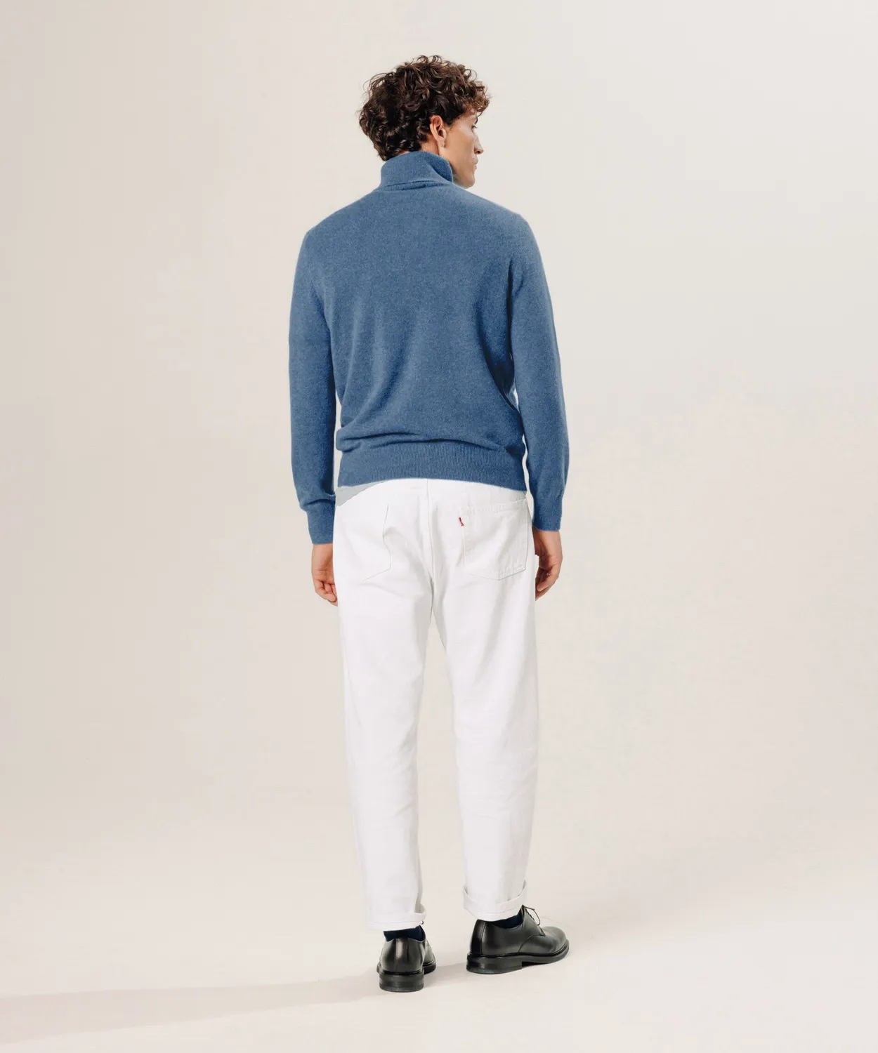 Rodier maglia dolcevita 100% cashmere blu uomo