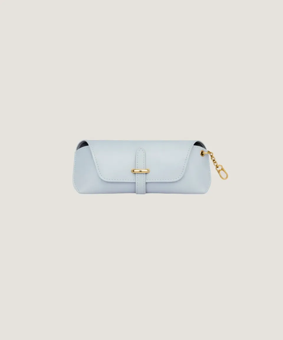 Rodier Custodia occhiali pelle agnello grigio blu