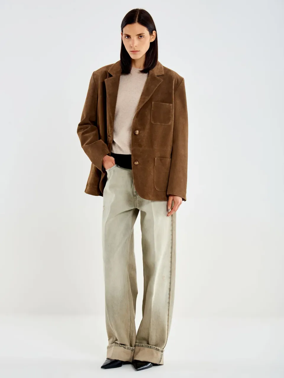 Vicolo Blazer Over Crosta Giacca Taupe