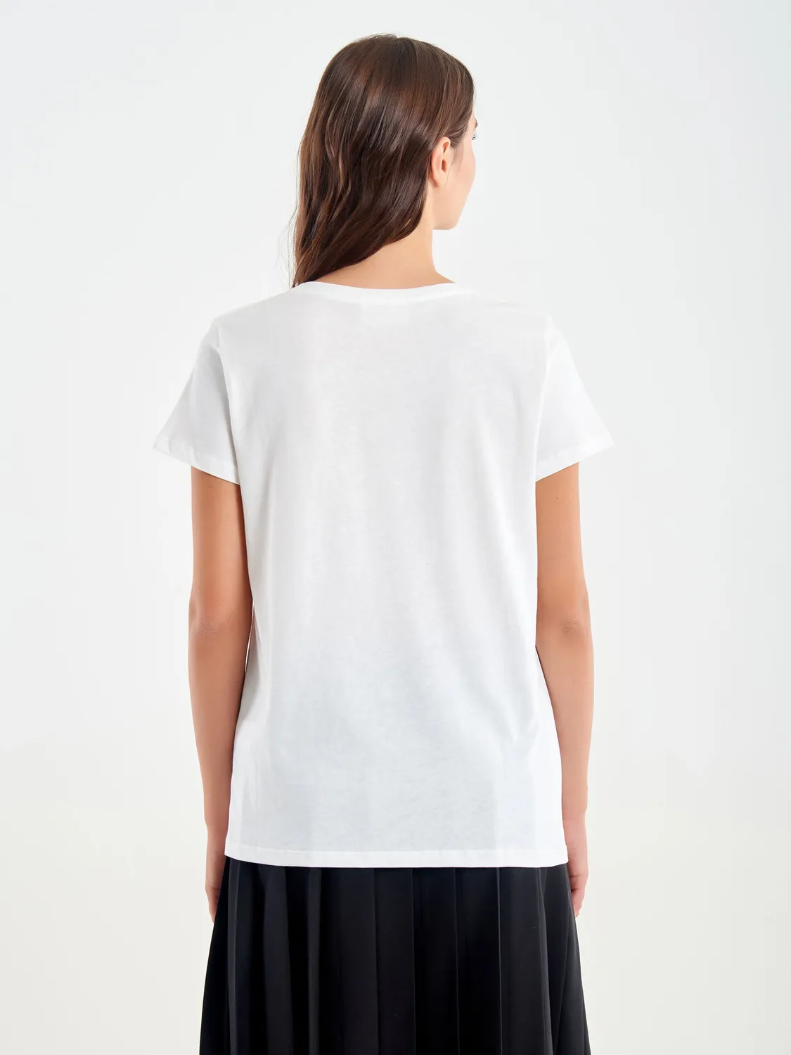 Vicolo T-Shirt Girocollo Bianca Unica con ricamo
