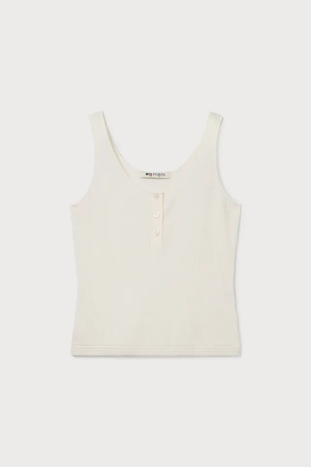 PORTS 1961 Canotta Lana Avorio Scollo Tondo