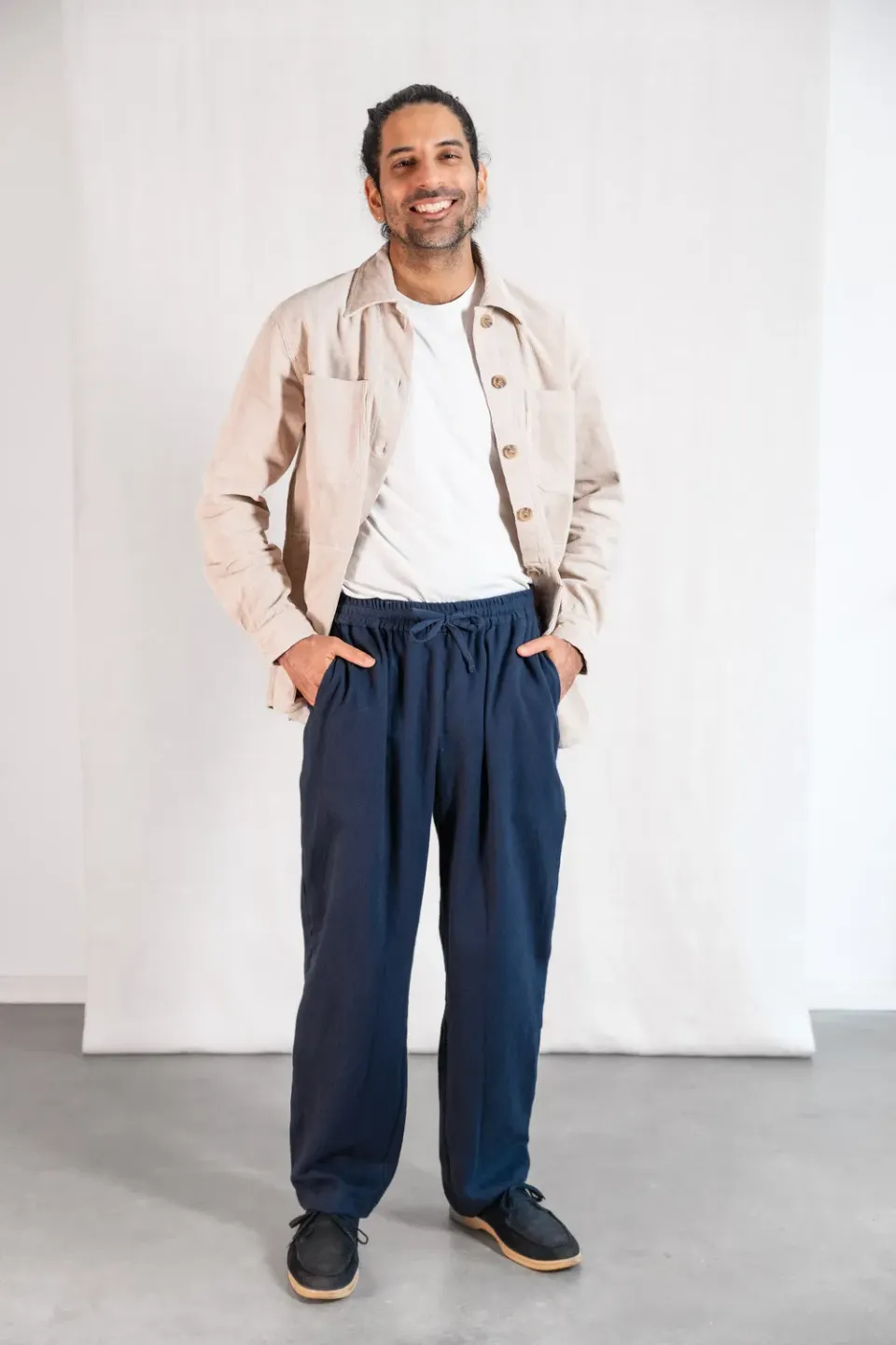 Jyoti Fair Works Jhan pantaloni blu-grigio flanella