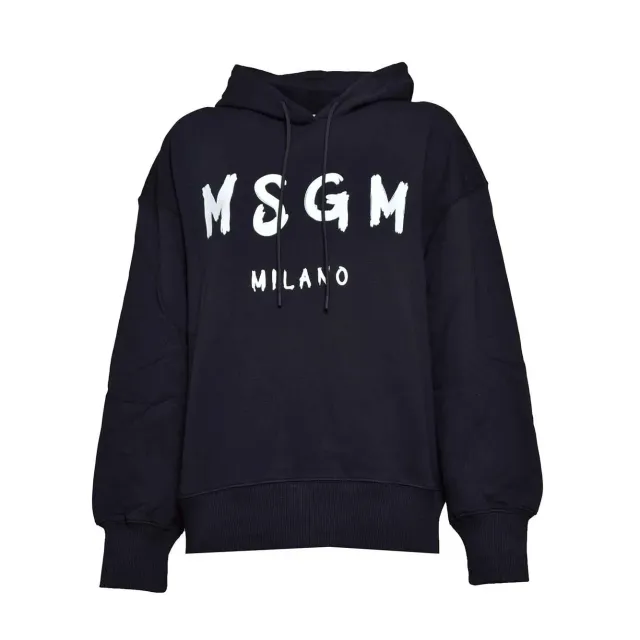 MSGM 2000MDM515200001 felpa cotone nera logo S
