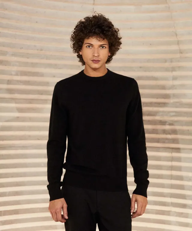 Rodier Maglione cashmere uomo nero girocollo