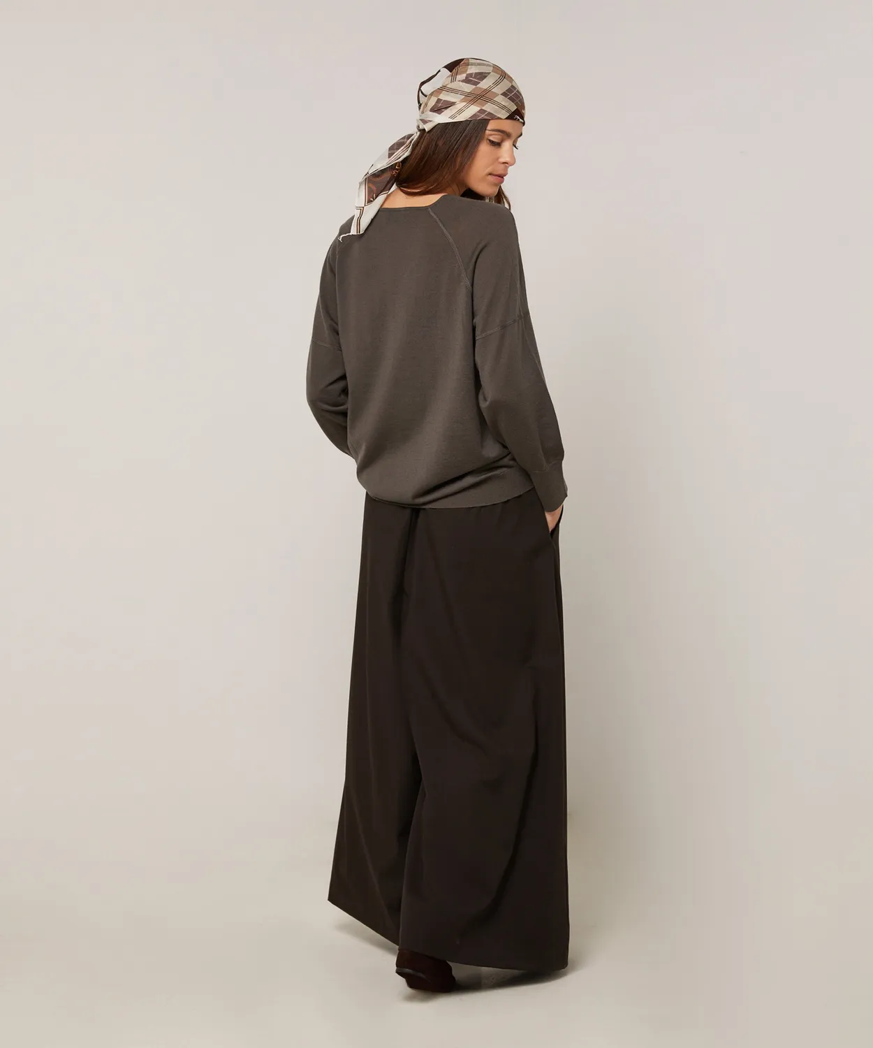 Rodier Maglione Oversize Scollo a V Lana Grigio Topo