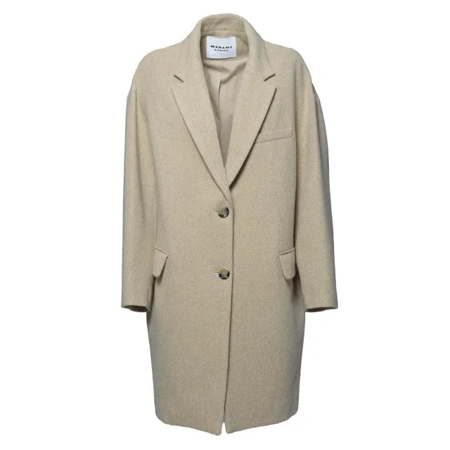 Marant Étoile Limiza MA0087FBB3D05E cappotto ecrù lana