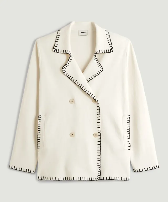 Rodier giacca doppiopetto in maglia bianco ecru