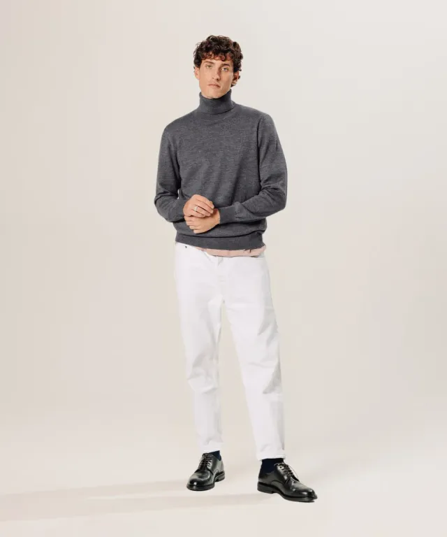 Rodier maglione dolcevita lana merino grigio scuro Ante L