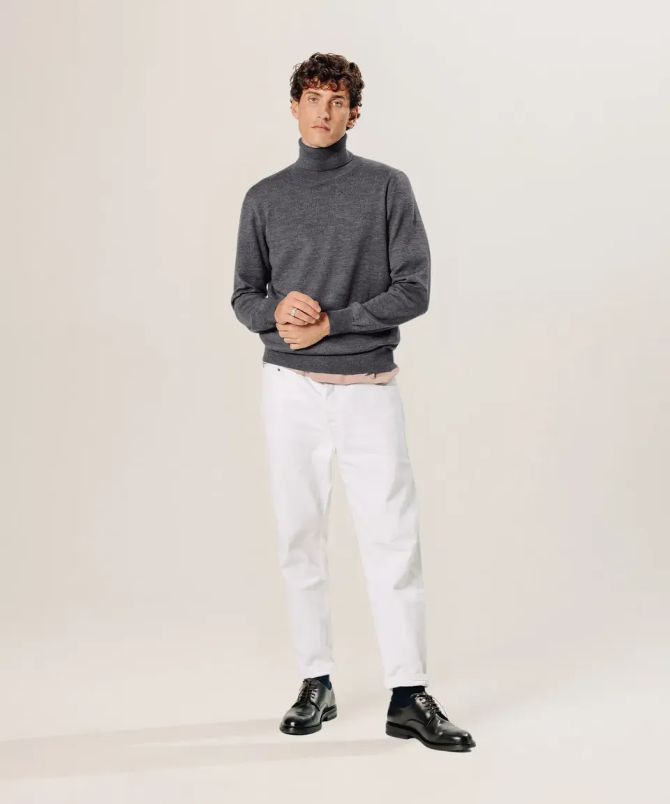Rodier maglione dolcevita lana merino grigio scuro Ante L