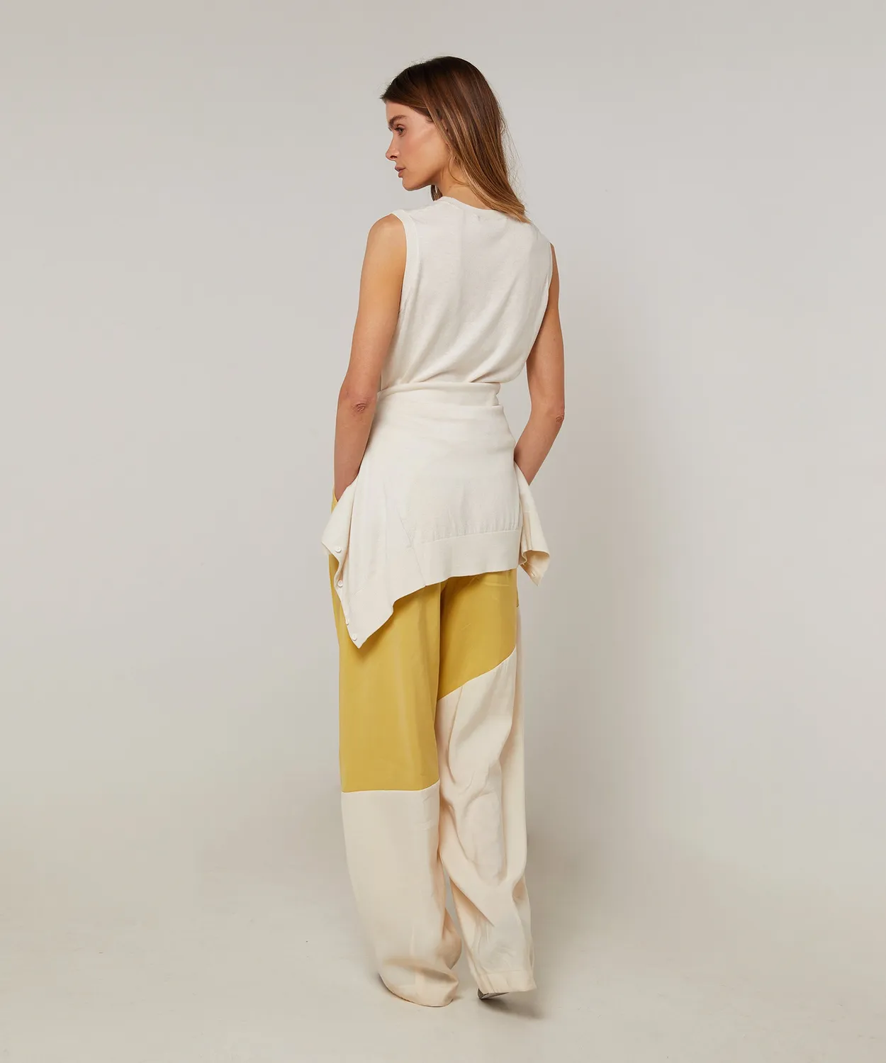Rodier Twin Set Girocollo Seta Bianco Ecru Top+Cardigan