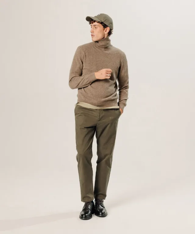 Rodier Pullover Dolcevita Cashmere Marl Taupe Uomo