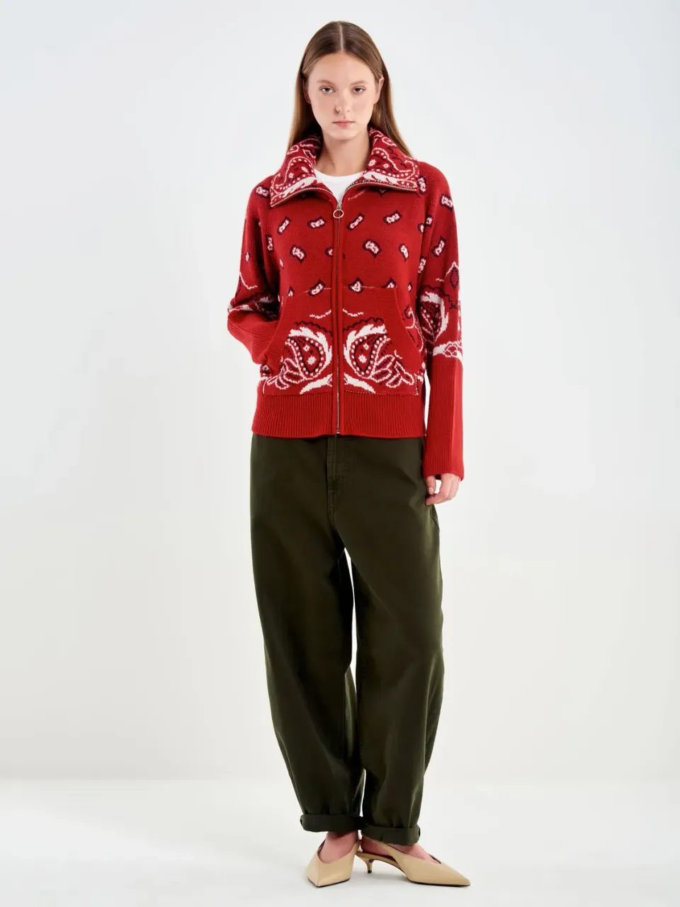 Vicolo Felpa in Fantasia Bandana maglia rossa collo alto