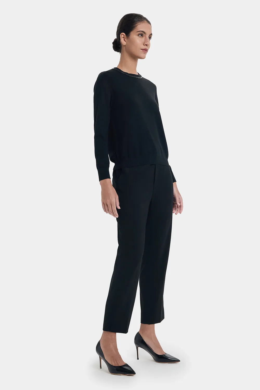 PORTS FW24 Silver Raindrop Chain maglione nero lana