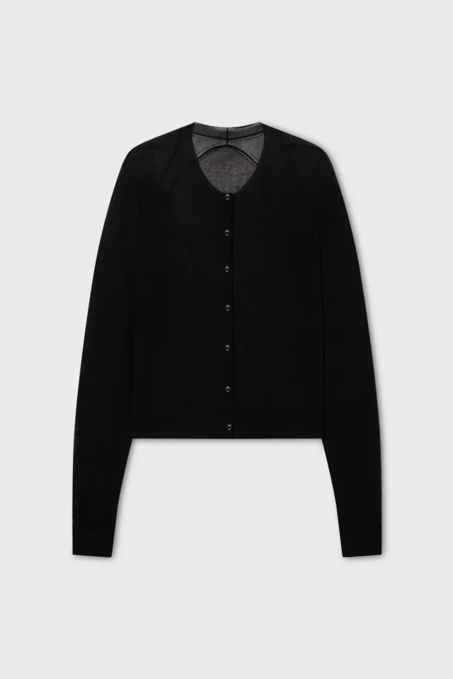PORTS Black Sheer cardigan nero 999-Black raglan