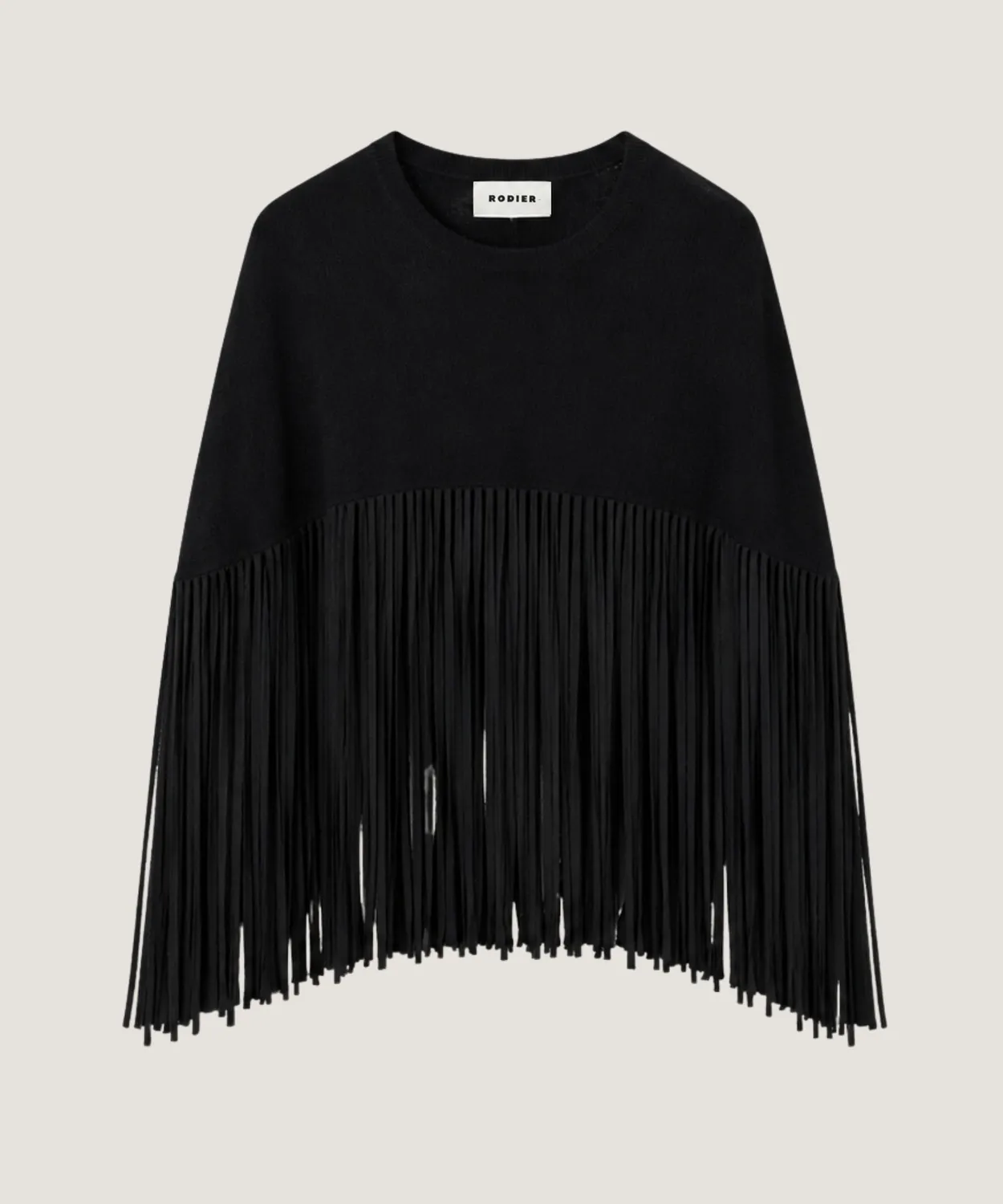 Rodier Mantella con frange Nero maglia densa