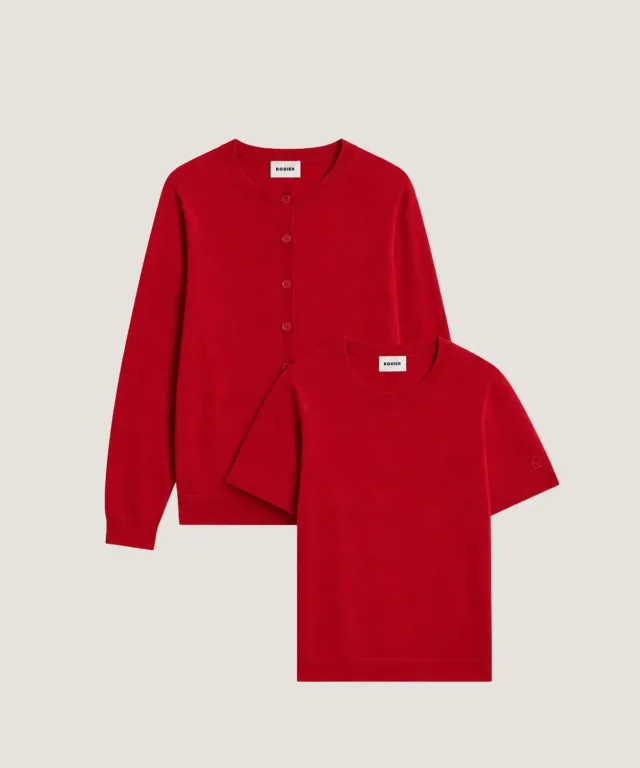 Rodier Twin Set in Lana Merino Rosso
